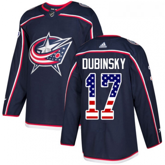 Youth Adidas Columbus Blue Jackets 17 Brandon Dubinsky Authentic Navy Blue USA Flag Fashion NHL Jers