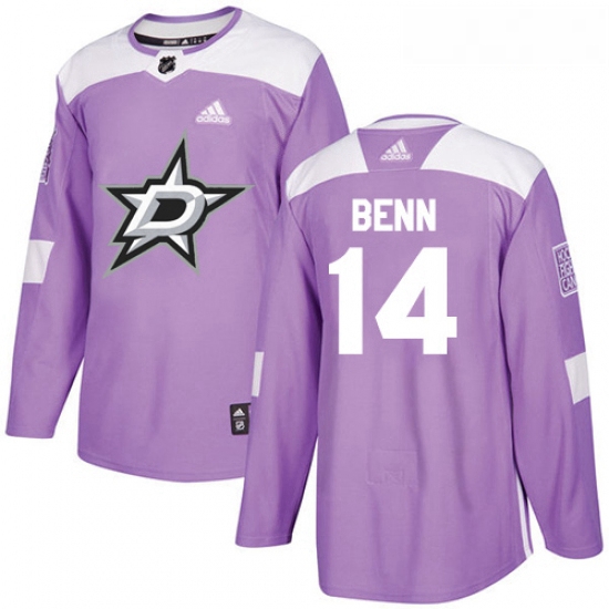 Youth Adidas Dallas Stars 14 Jamie Benn Authentic Purple Fights Cancer Practice NHL Jersey