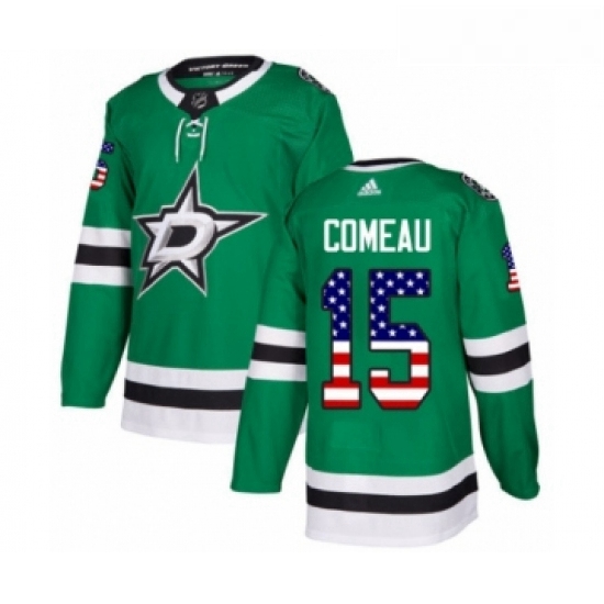 Youth Adidas Dallas Stars 15 Blake Comeau Authentic Green USA Flag Fashion NHL Jersey