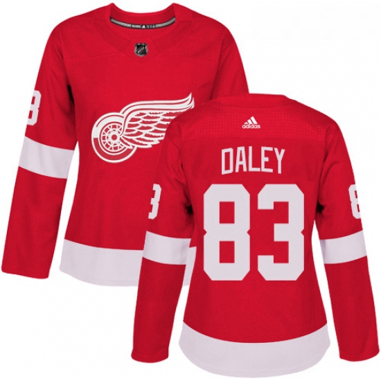 Womens Adidas Detroit Red Wings 83 Trevor Daley Authentic Red Home NHL Jersey