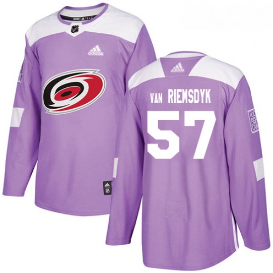 Youth Adidas Carolina Hurricanes 57 Trevor Van Riemsdyk Authentic Purple Fights Cancer Practice NHL 