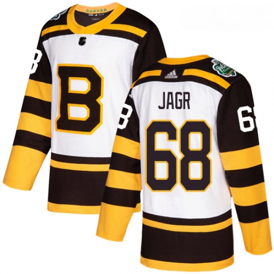 Youth Adidas Boston Bruins 68 Jaromir Jagr Authentic White 2019 Winter Classic NHL Jersey