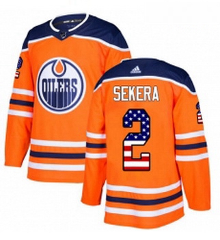 Youth Adidas Edmonton Oilers 2 Andrej Sekera Authentic Orange USA Flag Fashion NHL Jersey