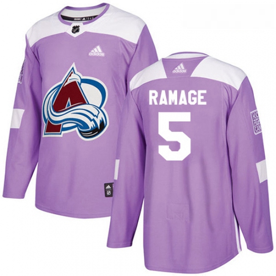 Youth Adidas Colorado Avalanche 5 Rob Ramage Authentic Purple Fights Cancer Practice NHL Jersey