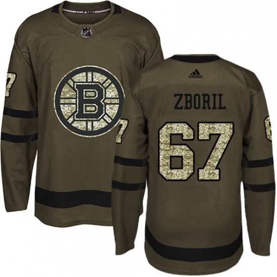 Youth Adidas Boston Bruins 67 Jakub Zboril Premier Green Salute to Service NHL Jersey