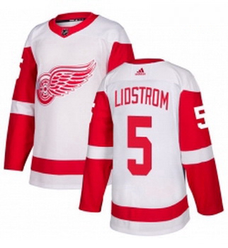 Youth Adidas Detroit Red Wings 5 Nicklas Lidstrom Authentic White Away NHL Jersey