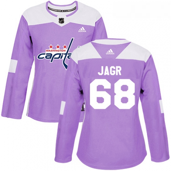 Womens Adidas Washington Capitals 68 Jaromir Jagr Authentic Purple Fights Cancer Practice NHL Jersey