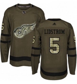 Youth Adidas Detroit Red Wings 5 Nicklas Lidstrom Authentic Green Salute to Service NHL Jersey