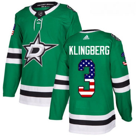 Youth Adidas Dallas Stars 3 John Klingberg Authentic Green USA Flag Fashion NHL Jersey