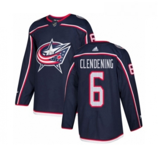 Youth Adidas Columbus Blue Jackets 6 Adam Clendening Authentic Navy Blue Home NHL Jersey