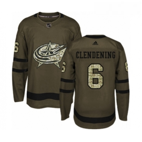 Youth Adidas Columbus Blue Jackets 6 Adam Clendening Premier Green Salute to Service NHL Jersey