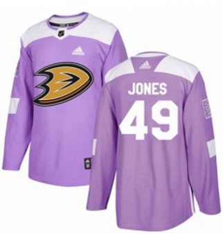 Youth Adidas Anaheim Ducks 49 Max Jones Authentic Purple Fights Cancer Practice NHL Jersey