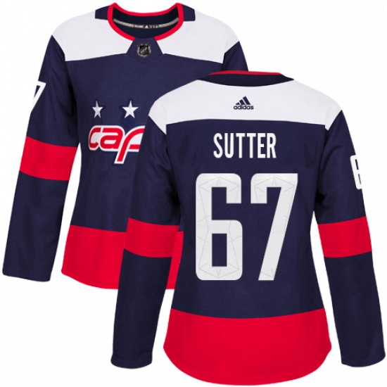 Womens Adidas Washington Capitals 67 Riley Sutter Authentic Navy Blue 2018 Stadium Series NHL Jersey