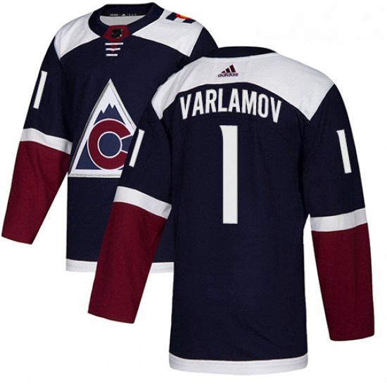 Youth Adidas Colorado Avalanche 1 Semyon Varlamov Authentic Navy Blue Alternate NHL Jersey