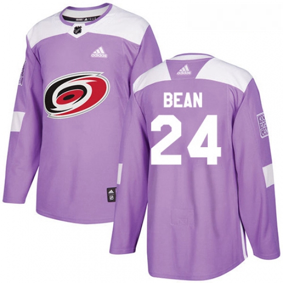 Youth Adidas Carolina Hurricanes 24 Jake Bean Authentic Purple Fights Cancer Practice NHL Jersey