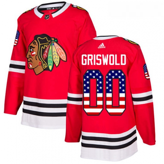 Youth Adidas Chicago Blackhawks 00 Clark Griswold Authentic Red USA Flag Fashion NHL Jersey