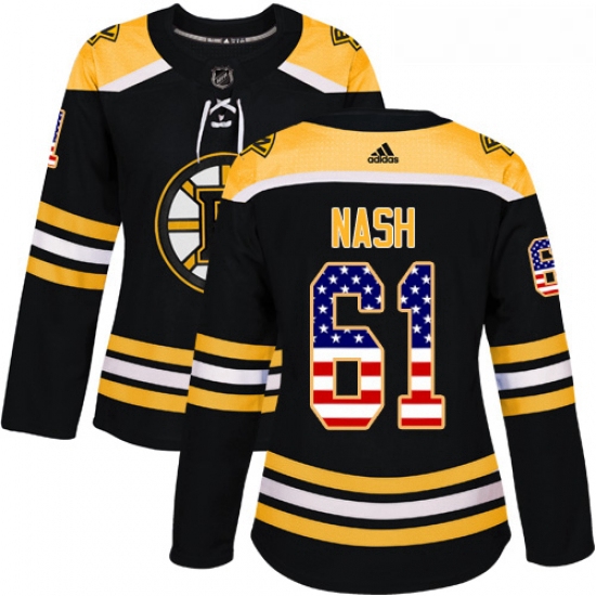 Womens Adidas Boston Bruins 61 Rick Nash Authentic Black USA Flag Fashion NHL Jersey