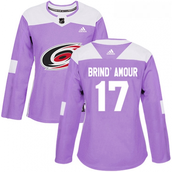 Womens Adidas Carolina Hurricanes 17 Rod BrindAmour Authentic Purple Fights Cancer Practice NHL Jers