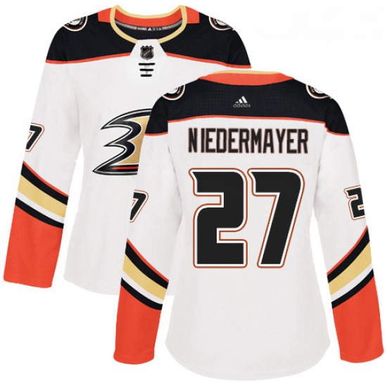 Womens Adidas Anaheim Ducks 27 Scott Niedermayer Authentic White Away NHL Jersey