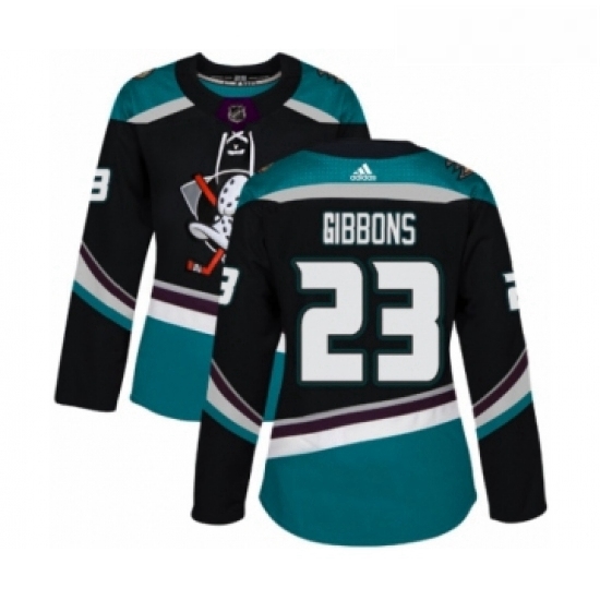 Womens Adidas Anaheim Ducks 23 Brian Gibbons Premier Black Teal Alternate NHL Jersey