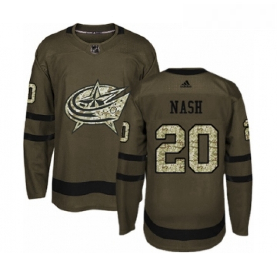 Youth Adidas Columbus Blue Jackets 20 Riley Nash Premier Green Salute to Service NHL Jersey