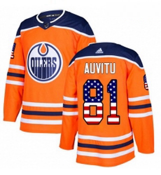 Youth Adidas Edmonton Oilers 81 Yohann Auvitu Authentic Orange USA Flag Fashion NHL Jersey