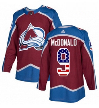 Youth Adidas Colorado Avalanche 9 Lanny McDonald Authentic Burgundy Red USA Flag Fashion NHL Jersey