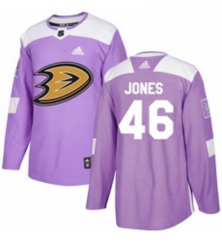 Youth Adidas Anaheim Ducks 46 Max Jones Authentic Purple Fights Cancer Practice NHL Jersey