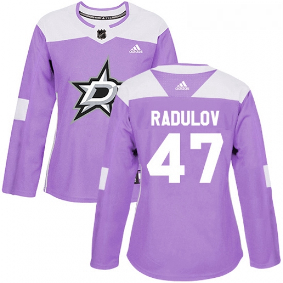 Womens Adidas Dallas Stars 47 Alexander Radulov Authentic Purple Fights Cancer Practice NHL Jersey