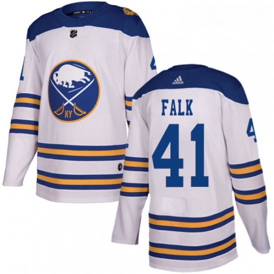 Youth Adidas Buffalo Sabres 41 Justin Falk Authentic White 2018 Winter Classic NHL Jersey