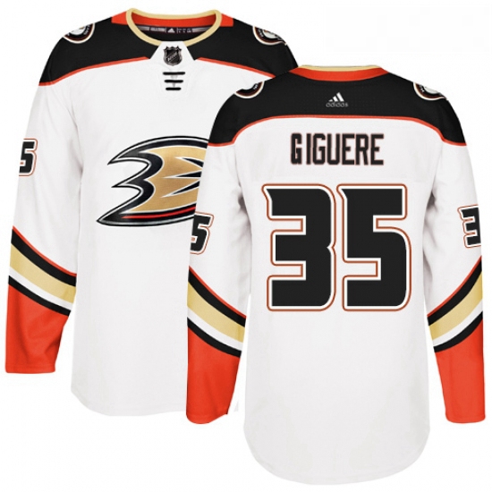 Youth Adidas Anaheim Ducks 35 Jean Sebastien Giguere Authentic White Away NHL Jersey