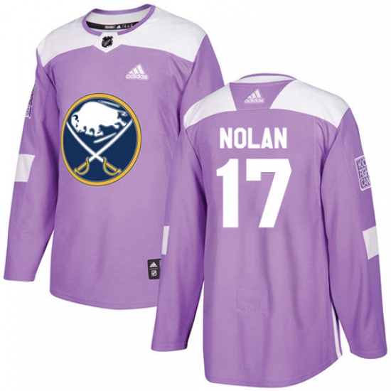 Youth Adidas Buffalo Sabres 17 Jordan Nolan Authentic Purple Fights Cancer Practice NHL Jersey