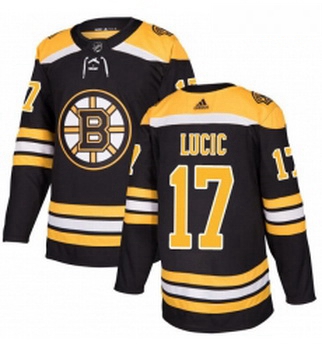 Youth Adidas Boston Bruins 17 Milan Lucic Premier Black Home NHL Jersey