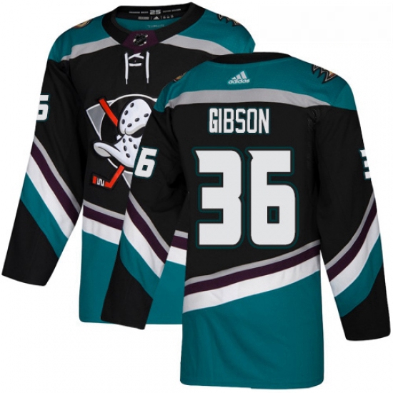 Youth Adidas Anaheim Ducks 36 John Gibson Authentic Black Teal Third NHL Jersey