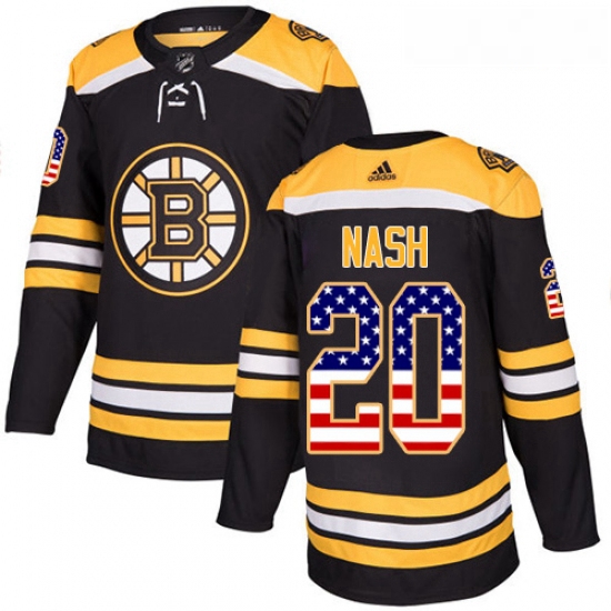 Youth Adidas Boston Bruins 20 Riley Nash Authentic Black USA Flag Fashion NHL Jersey