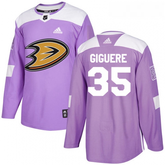 Youth Adidas Anaheim Ducks 35 Jean Sebastien Giguere Authentic Purple Fights Cancer Practice NHL Jer