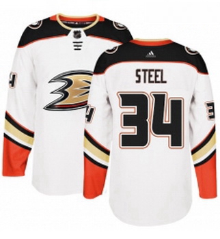 Youth Adidas Anaheim Ducks 34 Sam Steel Authentic White Away NHL Jersey