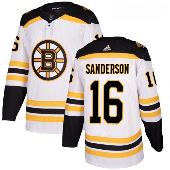 Youth Adidas Boston Bruins 16 Derek Sanderson Authentic White Away NHL Jersey