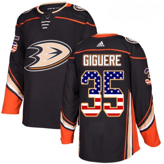 Youth Adidas Anaheim Ducks 35 Jean Sebastien Giguere Authentic Black USA Flag Fashion NHL Jersey