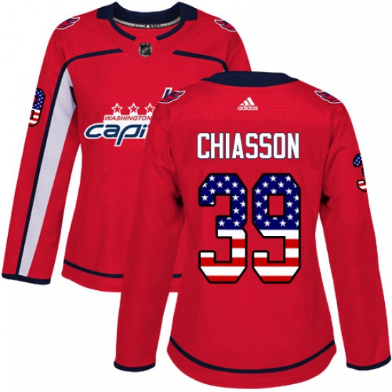 Womens Adidas Washington Capitals 39 Alex Chiasson Authentic Red USA Flag Fashion NHL Jersey