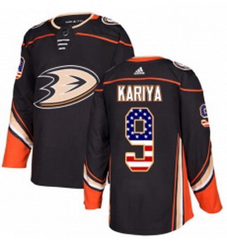 Youth Adidas Anaheim Ducks 9 Paul Kariya Authentic Black USA Flag Fashion NHL Jersey