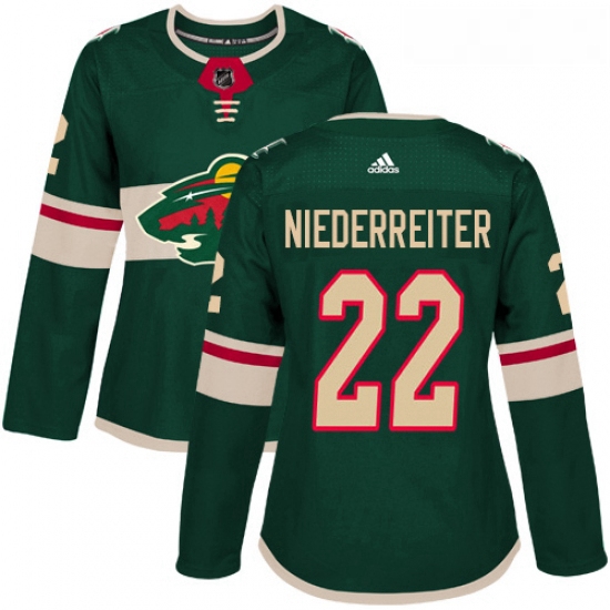 Womens Adidas Minnesota Wild 22 Nino Niederreiter Authentic Green Home NHL Jersey