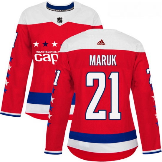 Womens Adidas Washington Capitals 21 Dennis Maruk Authentic Red Alternate NHL Jersey