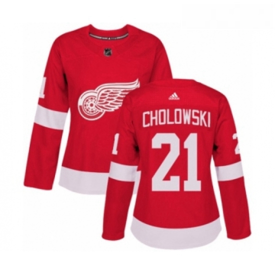 Womens Adidas Detroit Red Wings 21 Dennis Cholowski Premier Red 
