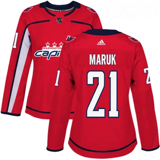 Womens Adidas Washington Capitals 21 Dennis Maruk Authentic Red Home NHL Jersey