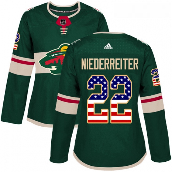 Womens Adidas Minnesota Wild 22 Nino Niederreiter Authentic Gree