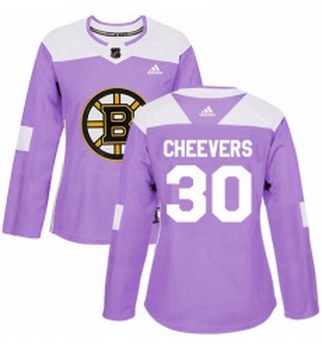 Womens Adidas Boston Bruins 30 Gerry Cheevers Authentic Purple F