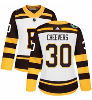 Womens Adidas Boston Bruins 30 Gerry Cheevers Authentic White 2019 Winter Classic NHL Jersey