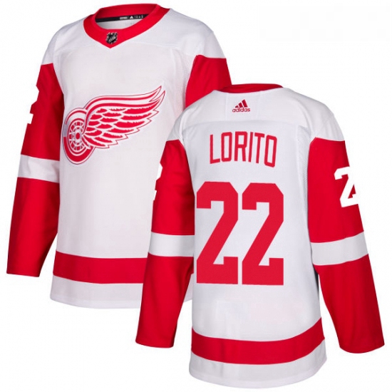 Womens Adidas Detroit Red Wings 22 Matthew Lorito Authentic White Away NHL Jersey