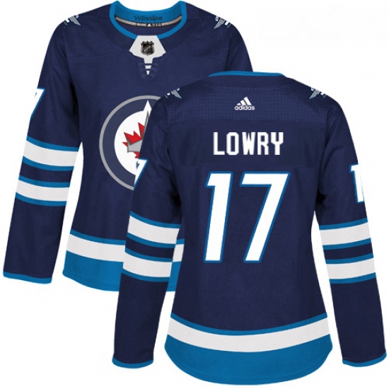 Womens Adidas Winnipeg Jets 17 Adam Lowry Authentic Navy Blue Home NHL Jersey